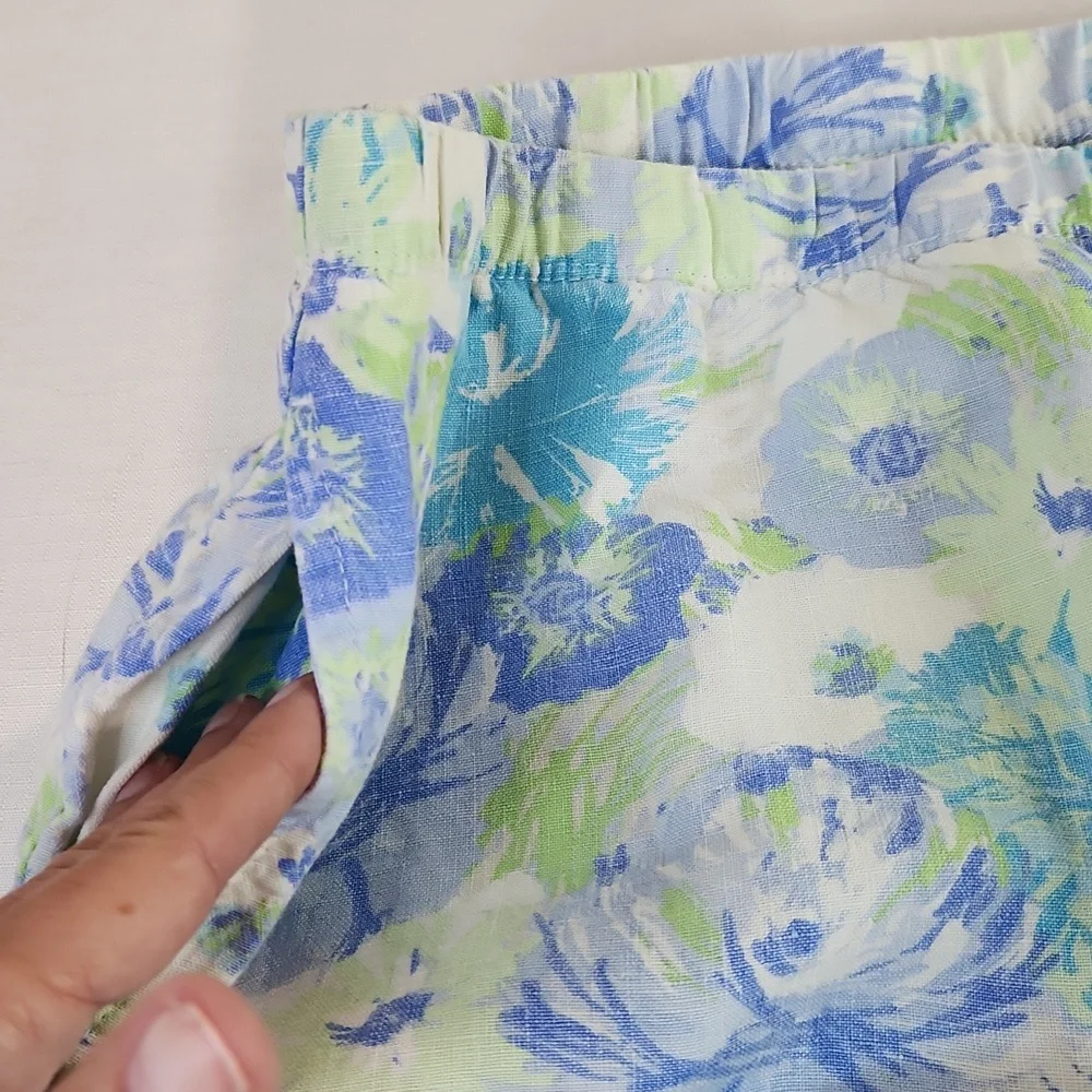 J. Jill floral linen capris cropped pants. Size M - Picture 6 of 10